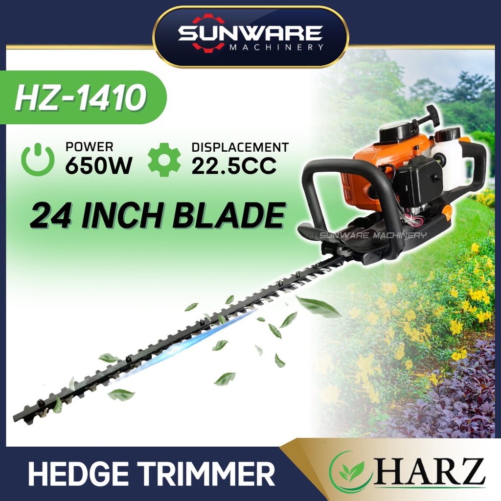HARZ HZ-1410 Hedge Trimmer 24" Petrol Type Hedge Trimmer เครื่องมือทําสวนมืออาชีพ (22.5CC) (ใบมีดคม)