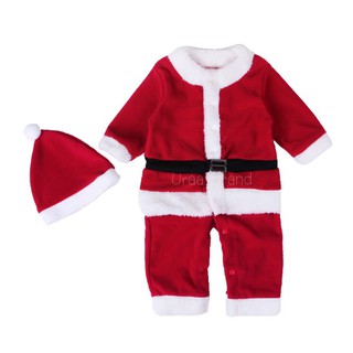 พร้อมส่ง (เด็กเล็ก) ชุดซานตา จั๊มสูท ซานต้า ซานตาคลอส Santa Claus ชุดวันคริสมาส Christmas Dress + หมวก (สีแดง)