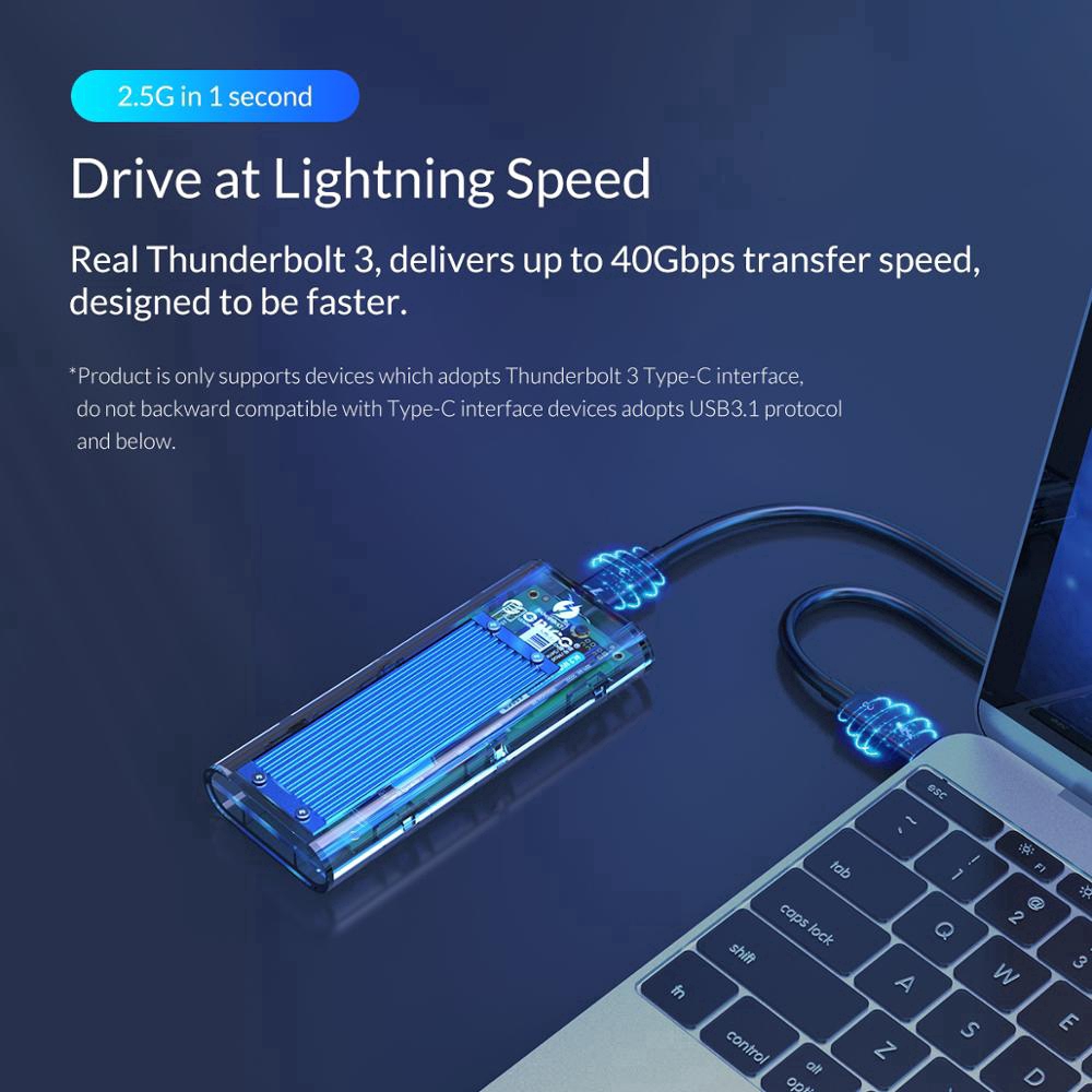 ORICO Thunderbolt 3 40Gbps M.2 NVME SSD Enclosure 2TB Transparent USB C SSD  Case with 40Gbps C to C Cable （TCM2T3-G40） F | Shopee Thailand