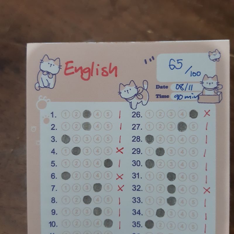 ( 3 แถม 1 ) Answer sheet แบบฝน 50 แผ่น