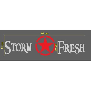 สติกเกอร์ ตัด ไดคัท ติด แต่ง รถ Fresh Storm มีดาวตรงกลาง ขนาด 15 x 60 ซม. สีเทา-แดง