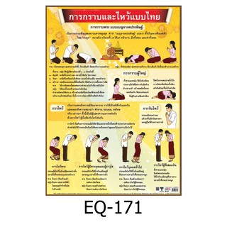 การกราบและไหว้แบบไทย EQ-171 สื่อโปสเตอร์ภาพ กระดาษ หุ้มพลาสติก