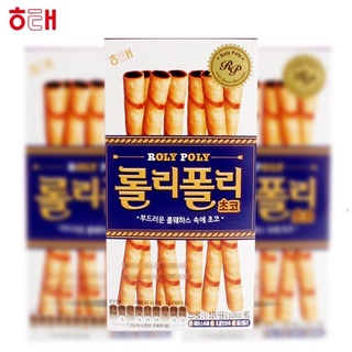 ขนมเกาหลีนำเข้า ขนม Haitai แซนวิชไข่ม้วนรสช็อกโกแลต 62g/กล่อง Striped Sticked Stick Egg Roll