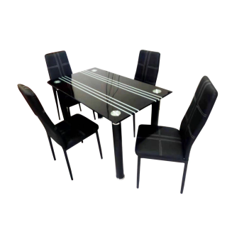[HOT DEAL] ชุดโต๊ะอาหาร + เก้าอี้ 4 และ 6 ที่นั่ง กระจกดำ (จัดส่งเป็นแพ็คลูกค้าประกอบเอง)