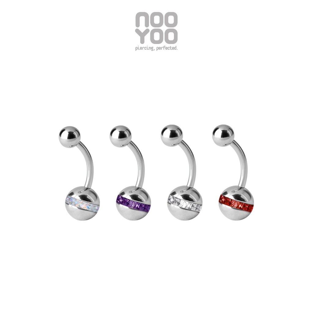 NooYoo จิวสะดือสำหรับผิวแพ้ง่าย Crystal Orbit Ball Surgical Steel