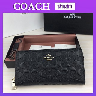 กระเป๋าตัง  Coach F53834 กระเป๋าสตางค์ forever  กระเป๋ายาว  กระเป๋าซิป  กระเป๋าสตางค์ผู้หญิง  รูปแบบการบรรเทา