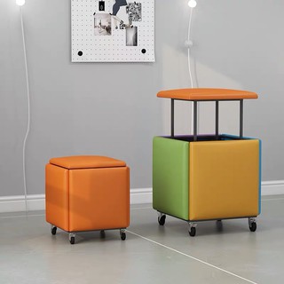 Multifunctional Rubik S Cube ขนาดเล็กสตูลบ้าน One สตูลเปลี่ยนห้าสตูลผสมประหยัดเก็บพับแบบพกพา Bench