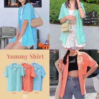 Yummy shirt เสื้อเชิ้ตฮาวายแขนสั้น ลายสก็อต 3สี พร้อมส่ง