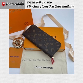 [งานออ ริ]🔥ห ลุ ย ส์ กระเป๋าสตางค์ใบยาว สีน้ำตาลลายดอกด้านในสีแดง 19cm. 🔥ภาพถ่ายงานจริงทุกภาพค่ะ