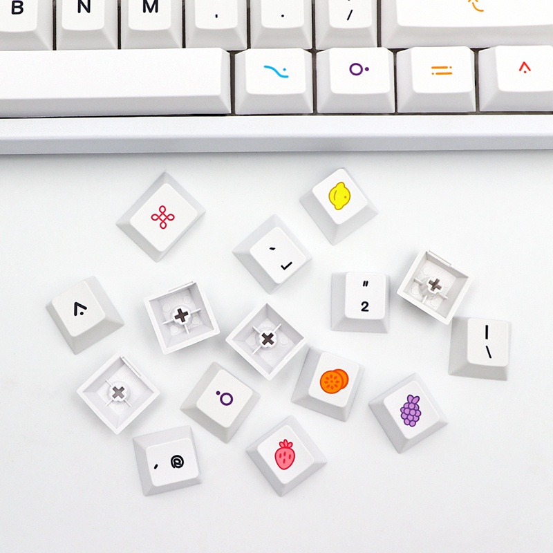 Fruits Keycap White Theme Minimalist Style Cherry Profile for 61/64/68/75/84/RK836/87/96/980/108 Keyboard Keycaps #8