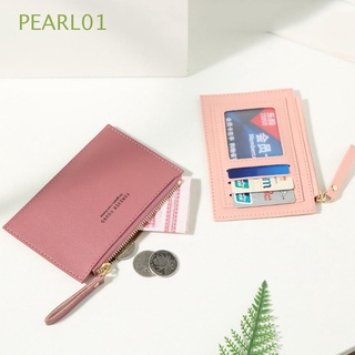 Pearl01 กระเป๋าสตางค์ หนัง PU ใบเล็ก ใส่บัตรเครดิตได้ สไตล์นักธุรกิจ สําหรับผู้ชาย และผู้หญิง