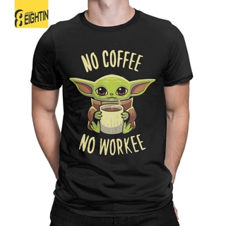 เสื้อยืดผ้าฝ้ายพิมพ์ลายขายดี เสื้อยืดแขนสั้น พิมพ์ลายดิสนีย์ Star Wars Baby Yoda สําหรับผู้ชาย