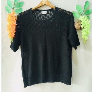 เสื้อ ChatChariyant ไซส์L ไหมพรมทอลายสวยมาก อกฟรี-40,เอว38,ยาว25 มือสองญี่ปุ่น น่ารักมาก