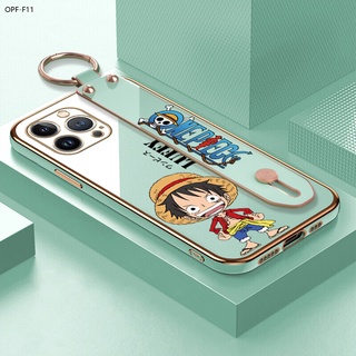 OPPO F11 F9 F7 F5 Find X3 Pro Youth เคสออปโป้ สำหรับ Case Anime Hat Straw Hat Kid เคส เคสโทรศัพท์ เคสมือถือ Wrist Strap Casing Full Cover Soft Electroplating TPU Cases