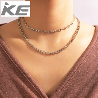 Simple Basic Necklace Silver Heart Punk Valentines Day Gift Double Sweater Chain Women for gi