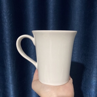 แก้วมัค แก้วMUG ทรงปากแตร เนื้อสโตนแวร์ สีขาว