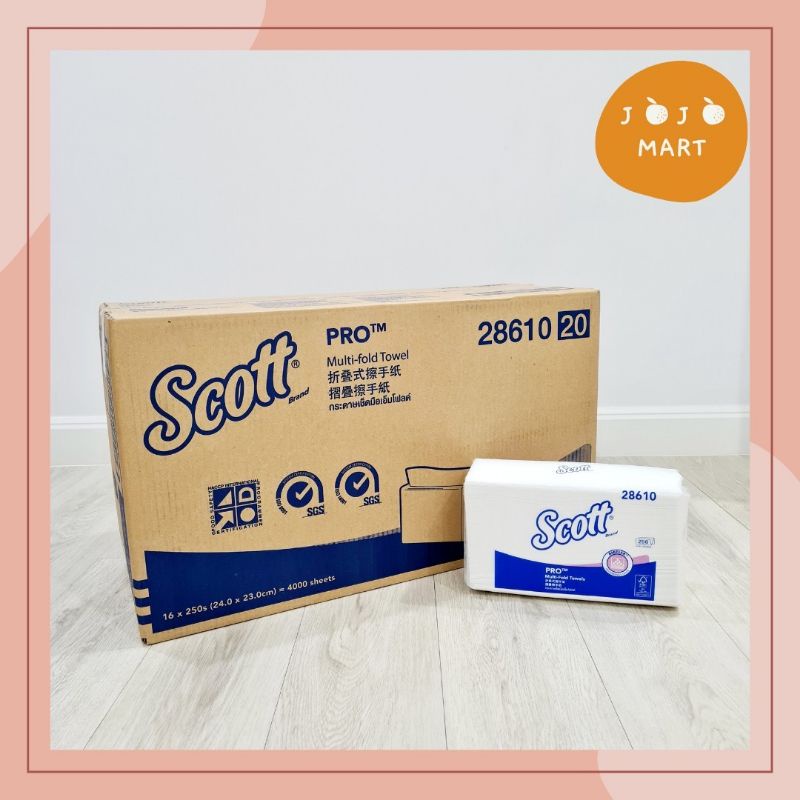 กระดาษเช็ดมือ SCOTT M-FOLD TOWEL รหัส28610 ยกลัง 16 ห่อ ราคาพิเศษ