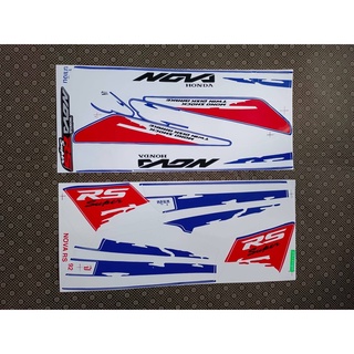 สติ๊กเกอร์ NOVA  RS โนวา ปี 1992 ติดรถสีน้ำเงิน-ขาว ราคาถูกที่สุด สีสวย คุณภาพดี