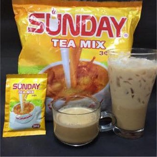 ชา Sunday tea mix 3 in 1 ชาห่อสีเหลือง รสชาติกลมกล่อม ชานม ชาพม่า ชาสำเร็จรูป 3 in 1 (แพ็ค 30 ซอง) Halal Food