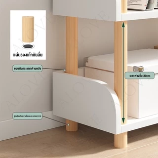 【สไตล์เรียบง่าย】3/4/5 ชั้น ชั้นวางหนังสือ ทำด้วยไม้ สีขาว ประเภทพื้น ประกอบง่าย รับน้ำหนักได้ 300KG