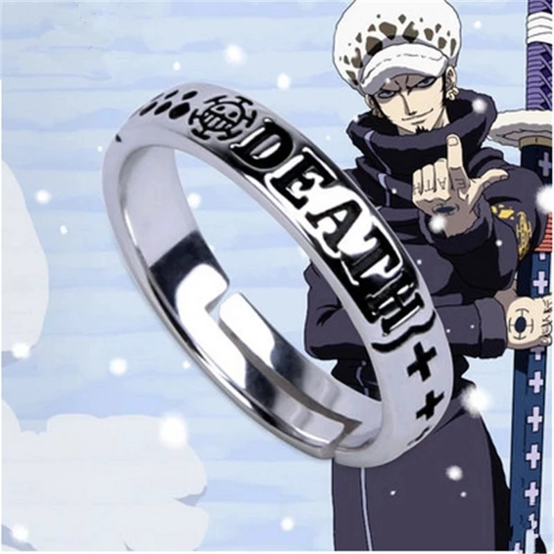 แหวนเงินสเตอร์ลิง 925 คอสเพลย์อนิเมะ One Piece Limited Luffy Death Hat Trafalgar Law Portgas D Ace ของขวัญ