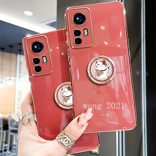 In Stock Soft Case เคส Xiaomi Mi 12 Pro Mi 11 Lite 5G NE 11T Pro Candy Color Phone Case with Lucky Cat Finger Ring New Design Casing เคสโทรศัพท