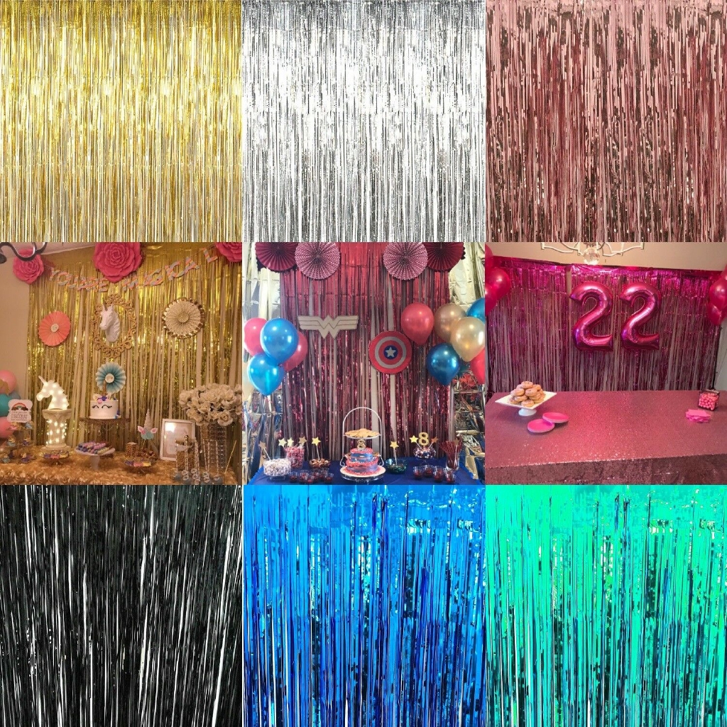 แนะนำ ผ้าม่าน 1m * 2M Bachelorette Party ฉากหลังผ้าม่าน/Glitter Gold ฟอยล์ Fringe ผ้าม่านฉากหลัง/ภาพอุปกรณ์ประกอบฉาก/โลหะ Tinsel สําหรับตกแต่งงานแต่งงานวันเกิด ราคาพิเศษ มีเก็บเงินปลายทาง