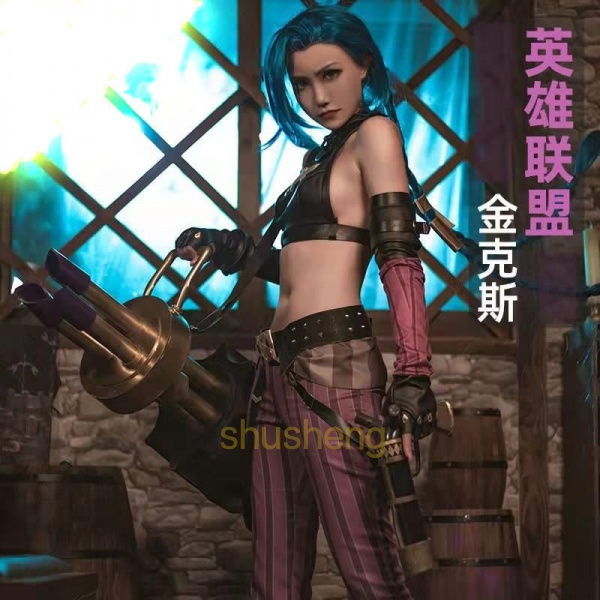 LOL Jinx คอสเพลย์ League of Legends-Lol Jinx คอสเพลย์เครื่องแต่งกายชุดฮาโลวีน Carnival ชุด