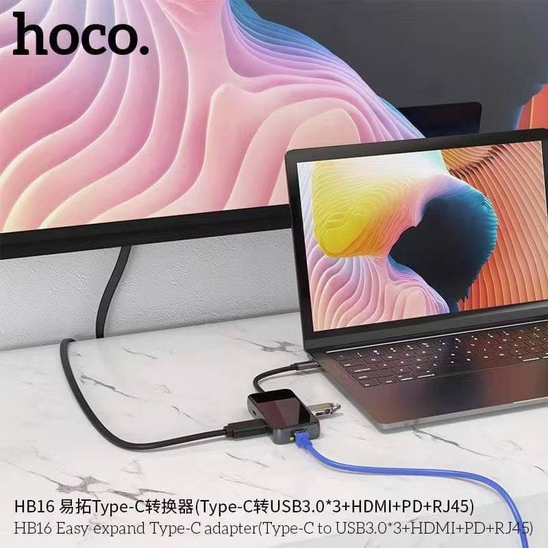 Hoco HB14 HB15 HB16 Type-C Adapter Type-C To USB+HDMI+PD+RJ45