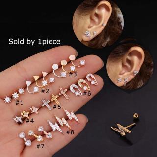 ต่างหูเจาะหูสแตนเลสเพทาย helix tragus 20 กรัม 6 มม. 1 ชิ้น