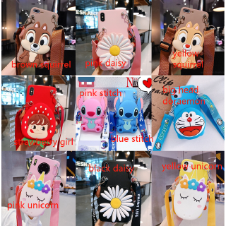 เคส  oppo F5 F7 F9 F11 PRO 3D Zipper Wallet Cartoon stitch doraemon squirrel daisy strawberry girl unicorn cover