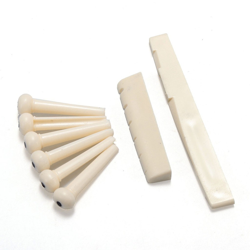1 ชุด-6 หมุดสะพานกระดูกกีตาร์+ 1Saddle Nut สําหรับกีตาร์โปร่งพื้นบ้าน 6 สาย