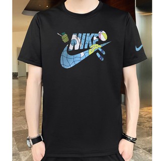 เสื้อยืดสีขาว - แฟชั่น Nike Unisex เสื้อยืดลายพิมพ์ลายผ้าฝ้าย 100% เสื้อยืดบาสเก็ตบอลสําหรับผู้ชาย