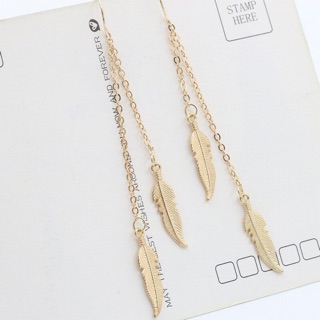 ต่างหูโซ่ใบไม้ประดับปลายสวยมาก พร้อมส่ง!!!!