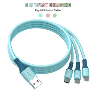 สายชาร์จซิลิโคนเหลว 3 in 1 สําหรับ IP Micro Usb Type-C