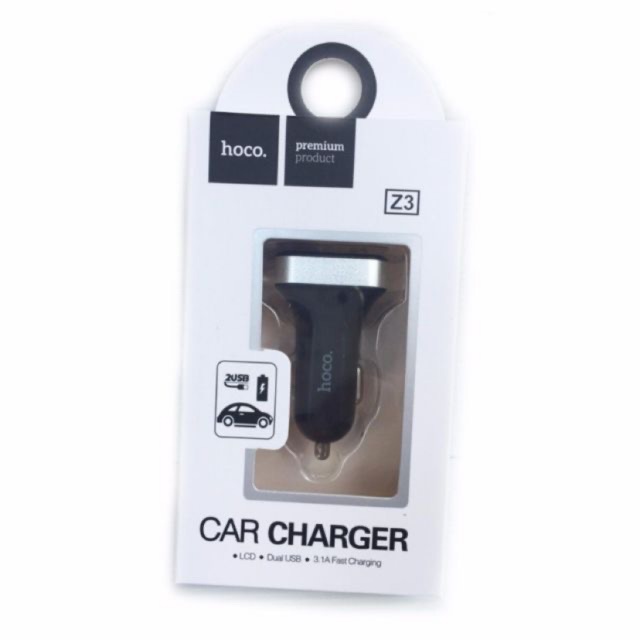 Hoco Z3 Car Charger LCD 2USB หัวชาร์จโทรศัพท์ในรถ หน้าจอLCDดิจิตอลแสดงตัวเลข (สีขาว)（สีดำ)