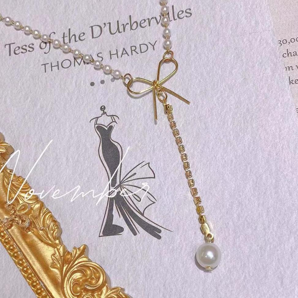 K61v Bowknot Clavicle Chain สร้อยคอหญิงอารมณ์จี้เรียบง่ายบุคลิกภาพผลิตภัณฑ์ที่ดีที่สุด