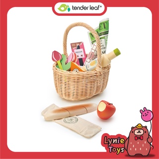 Tender Leaf Toys ของเล่นไม้ ของเล่นบทบาทสมมติ ตะกร้าหวายช้อปปิ้งหรรษา Wicker Shopping Basket