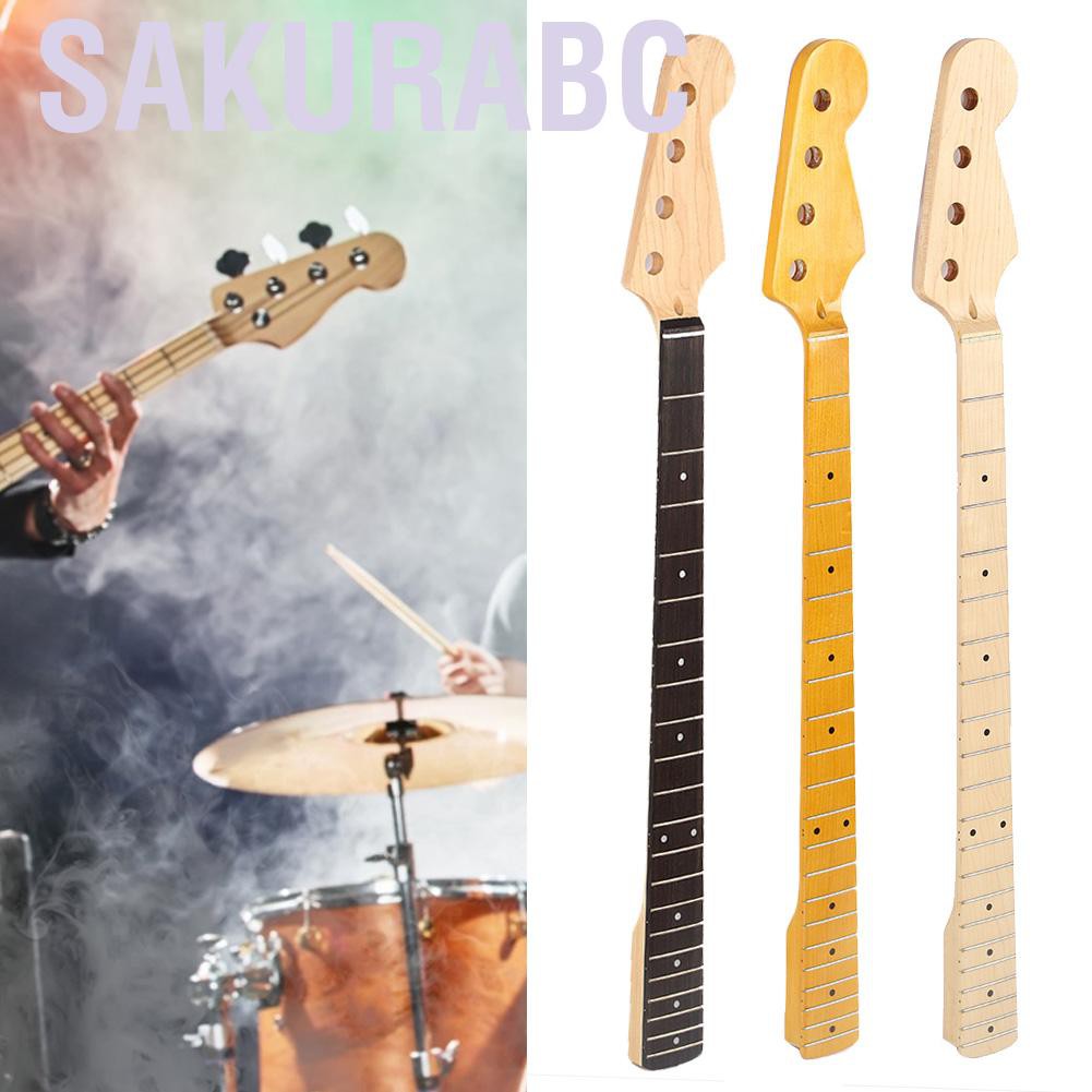 Sakurabc คุณภาพสูง อุปกรณ์เสริมเครื่องดนตรีคอกีตาร์เบส 4 สาย 21 Fret อะไหล่คอกีต้าร์ไฟฟ้า Frets Mapl