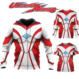 【Customfashion】เสื้อแจ็กเก็ตกันหนาว แขนยาว มีฮู้ด พิมพ์ลายอนิเมะ ultraman Mebius 3D มีซิป สไตล์ญี่ปุ่น สําหรับเด็กผู้ชาย ผู้หญิง