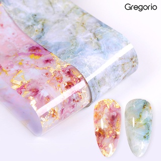 GREGO Marble Stained Starry Nail Art Sticker Pink Blue Foil Manicure Transfer Decals