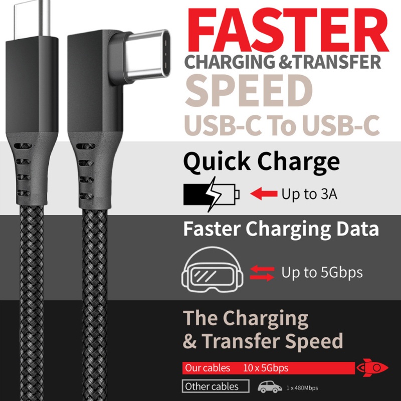 NERV5M 6ft VR Link Cable USB C Cable Oculus Quest 2 High Speed Data Transfer Fast Charging Cable #8