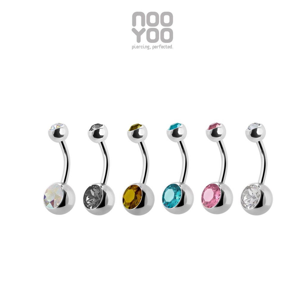 NooYoo จิวสะดือสำหรับผิวแพ้ง่าย Basic Crystal Surgical Steel