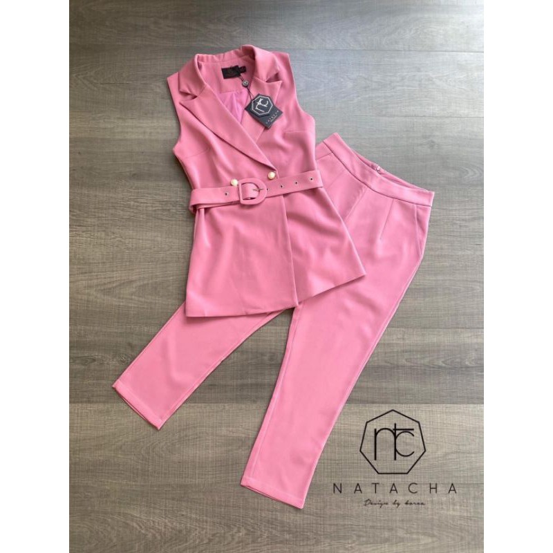 ชุดเซทสูทงานป้ายNATACHA Setเสื้อสูทแขนกุด+กางเกง