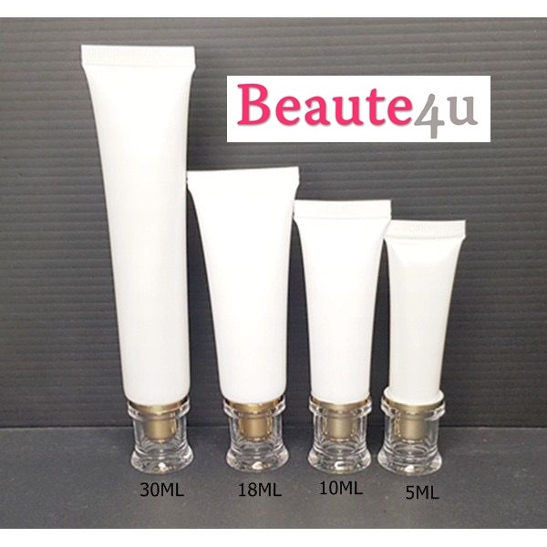 Beaute4u25pcs/Lot5ml,10ml,18ml,30ml Facial Cleanser Cosmetics Soft Tube(Pearl White)w.acric cap- Ful