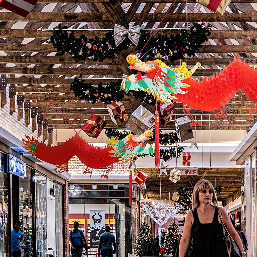 🏮ตรุษจีน โคมไฟกระดาษรูปมังกรสไตล์จีน  แขวนตกแต่ง 3D แขวนตกแต่ง โคมไฟกระดาษแขวน - รูปที่ 6