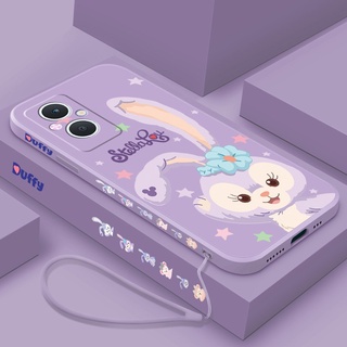 OPPO Reno8Z reno 8Z 5G Cute Stellalou Casing Square Edges Liquid Silicon Back TPU Soft Case with Lanyard Cover