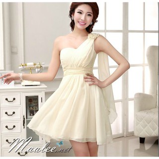 *พร้อมส่ง #ราตรีสีครีม เดรสสั้น