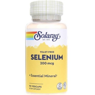 ซีลีเนียม เข้มข้น Solaray, Selenium, 200 mcg, 90 VegCaps