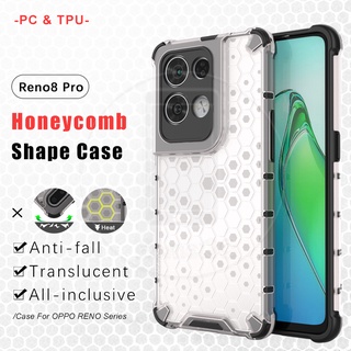 Oppo Reno 8 Reno8 Pro 5G รังผึ้ง กระจาย เคสแข็ง ใส เคสโทรศัพท์